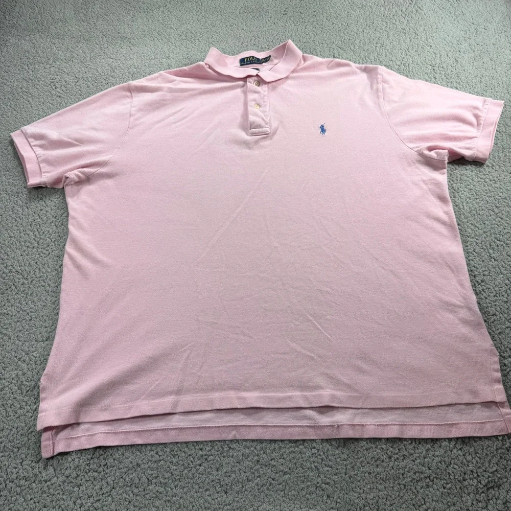Polo Ralph Lauren Mens XXL Classic Fit Pink Short Sleeve Mesh Polo Shirt